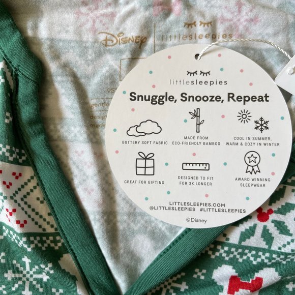 Little Sleepies Disney Pajama Top Mickey Fair Isle Size Medium Bamboo Viscose - Picture 4 of 9